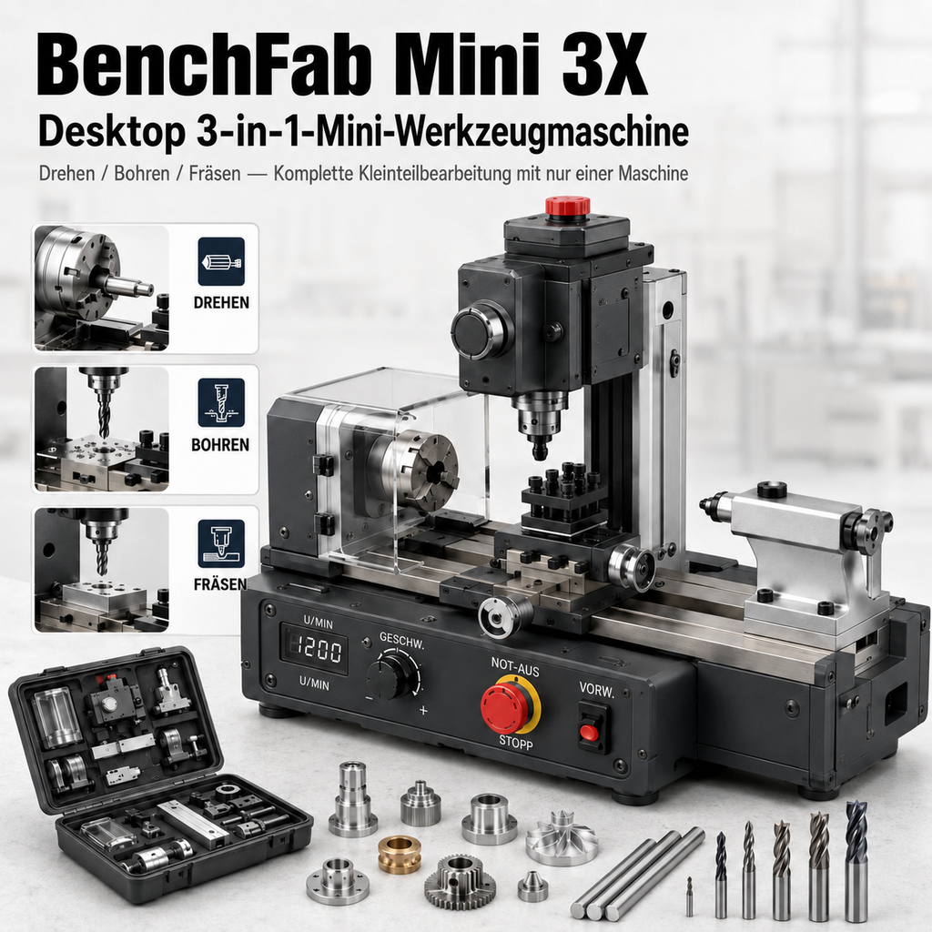 BenchFab Mini 3X – 3-in-1 Mini-Drehbank für DIY & Modellbau