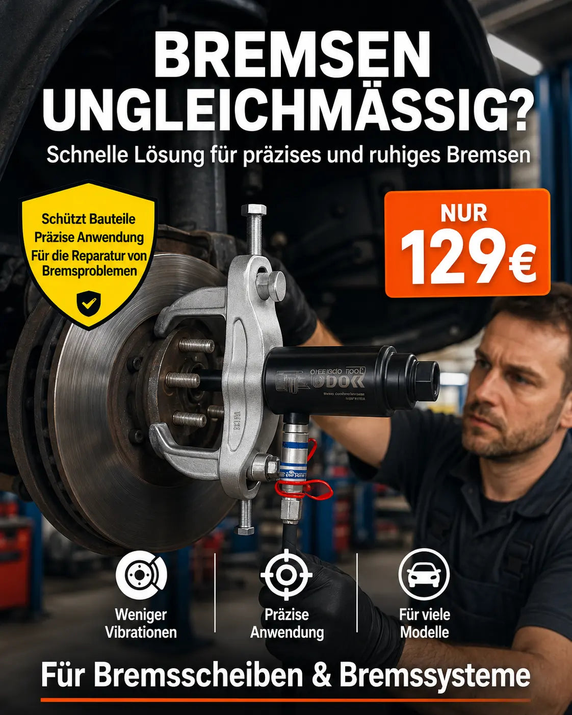 01-00030 18-Tonnen-Hydraulikzylinder, Werkzeug zur Demontage von hydraulischen Radlagern, geeignet für unregelmäßige Bremsschutzabdeckungen.