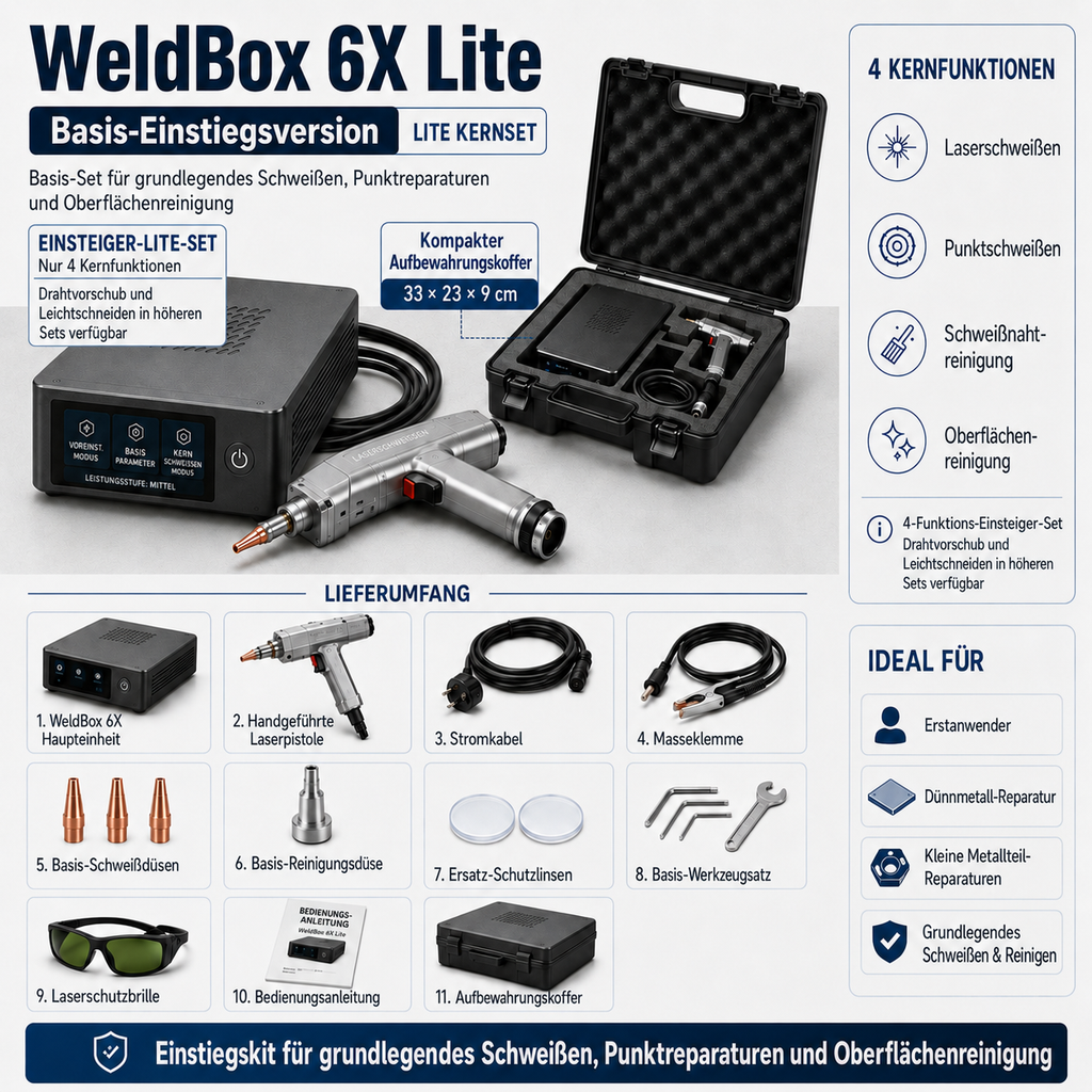 WeldBox 6X – kompaktes 6-in-1 Laser-Schweißkit für Metallreparaturen